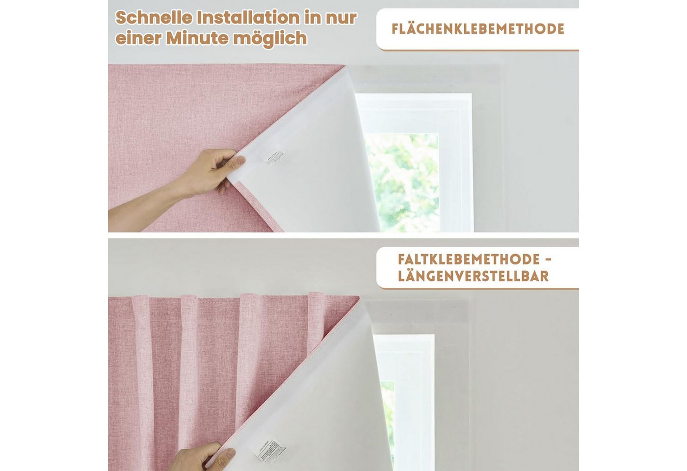 Verdunklungsrollo Selbstklebende,100% Lichtundurchlässig, Ohne Stange, Bohrfrei, Diwzbyn – Bild 2 von 5