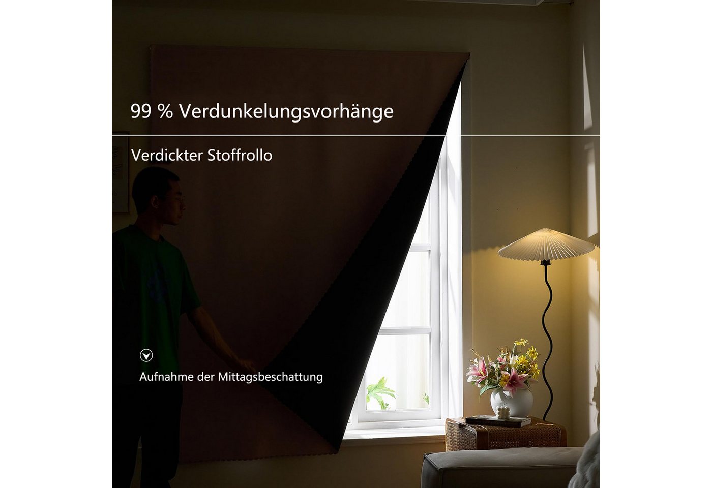 Verdunklungsrollo Selbstklebende, tragbare Verdunkelungsvorhänge, leicht zu installieren, Diwzbyn, für Wohnzimmer Thermovorhang Wohnzimmer Vorhänge Fenster – Bild 4 von 5