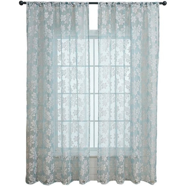 Diwzbyn Vorhang Spitzen Gardine, Halbtransparenter Fenstervorhang mit Blumenmuster (1 St), Scheibengardine als Sichtschutz für Wohnzimmer, Küche