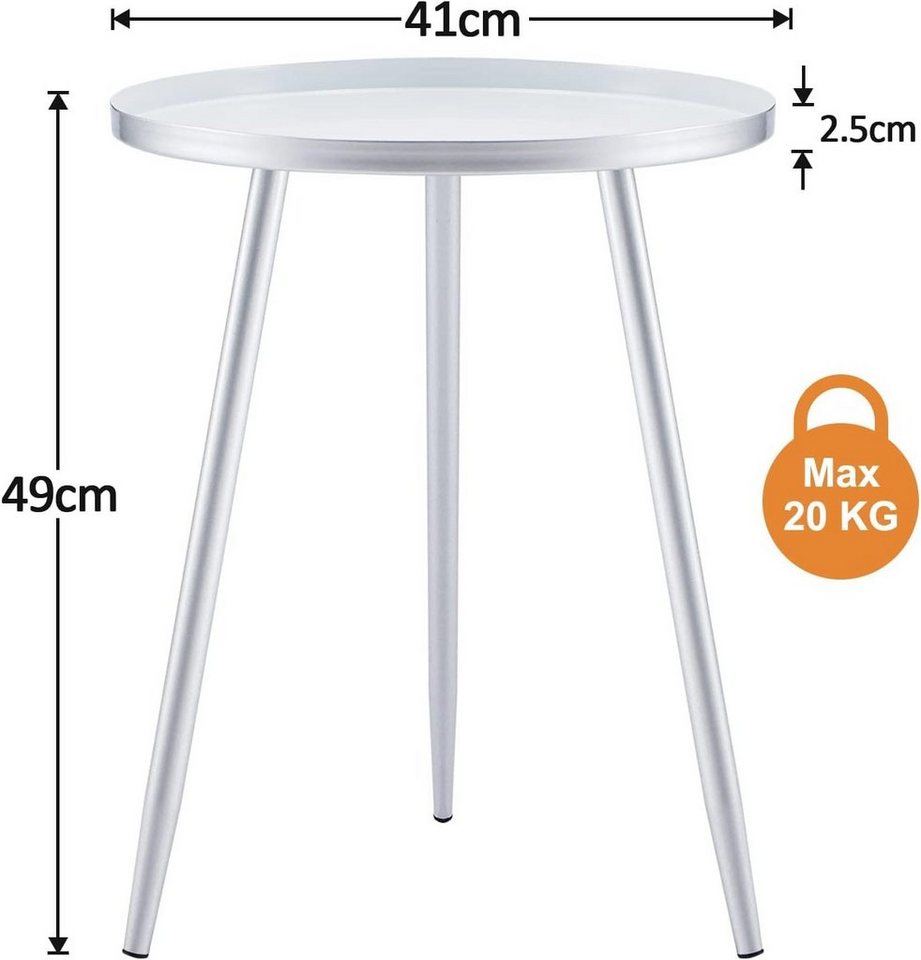 Diyarts Beistelltisch (Metall, Couchtisch Rund), mit Schutzrand, Skandinavischer Stil, Nachtisch – Bild 3 von 5