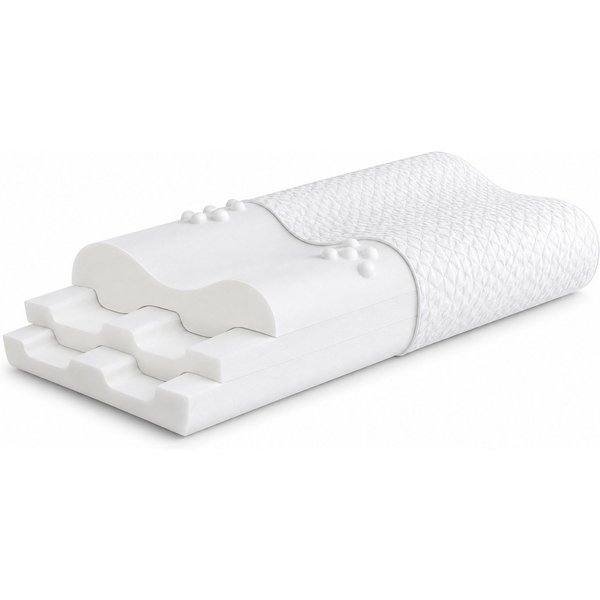 Diyarts Gelschaumkopfkissen, Füllung: Memory Foam, Seiten-, Rücken- & Bauchschläfer, 3-Schichten-System, Nackenkissen, Visco-Kissen, 3-fach höhenverstellbar, Er