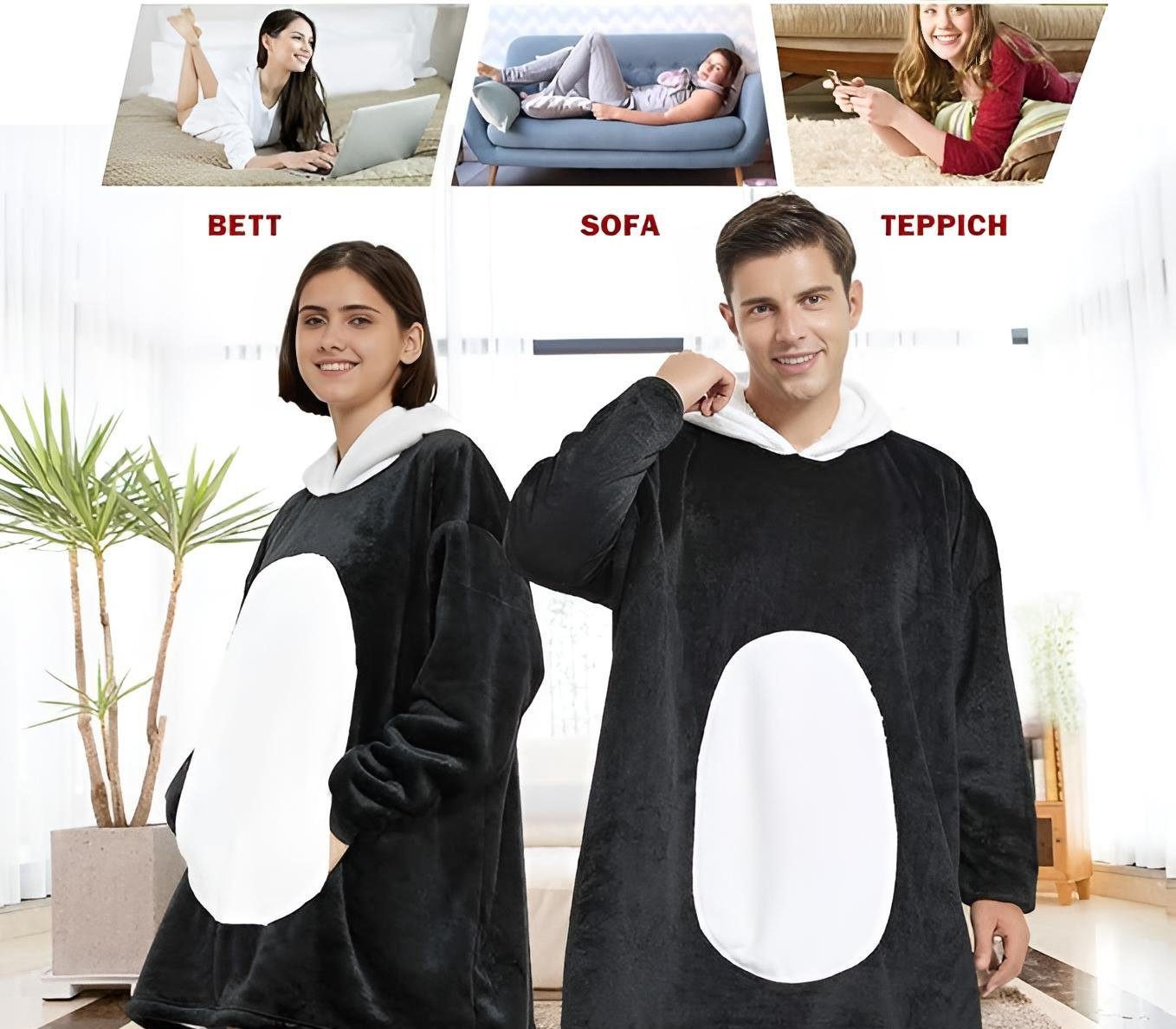 Diyarts Kapuzenpullover (Doppellagiges Acryl-Design, Decke mit Ärmel, Cosplay Pullover, Flauschiges Pyjama, Panda) Premium-Material, Tiermotiv und Pflegeleichti – Bild 2 von 3
