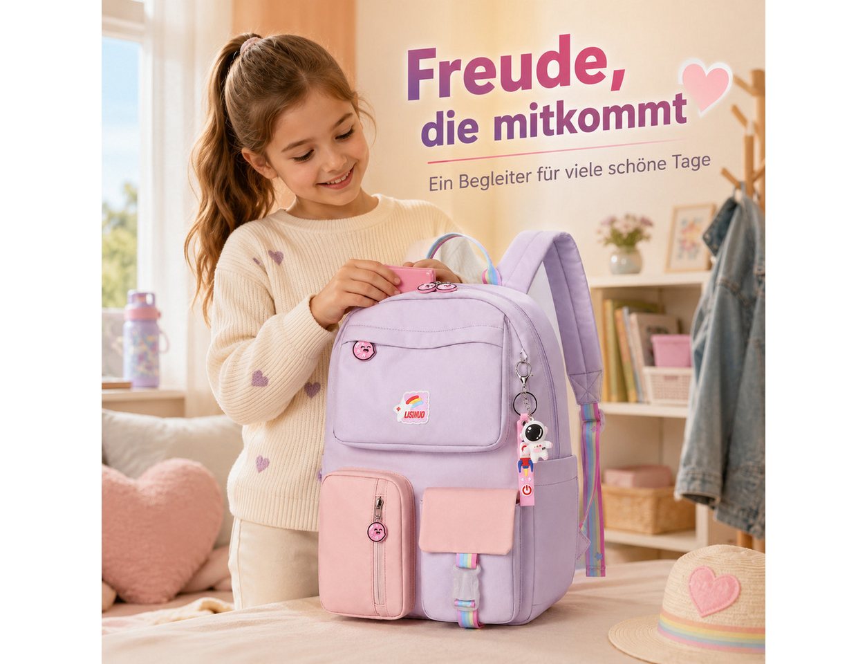 Diyarts Kinderrucksack, Trendiger Mädchenrucksack: Geräumig, Leicht und Robust – Bild 2 von 5