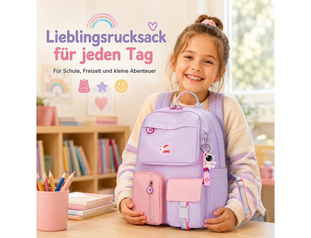 Diyarts Kinderrucksack, Trendiger Mädchenrucksack: Geräumig, Leicht und Robust – Bild 5 von 5