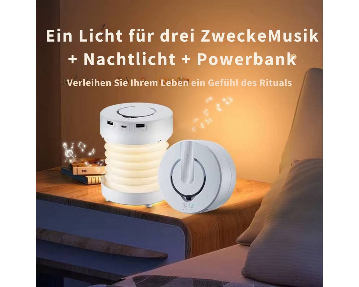 Diyarts LED Nachtlicht, Lautsprecher, Bluetooth Speaker, LED fest integriert, Warmweiß, Naturweiß und Kaltweiß, Campinglampe mit Bluetooth, 3 Lichtfarben, tragb – Bild 4 von 5