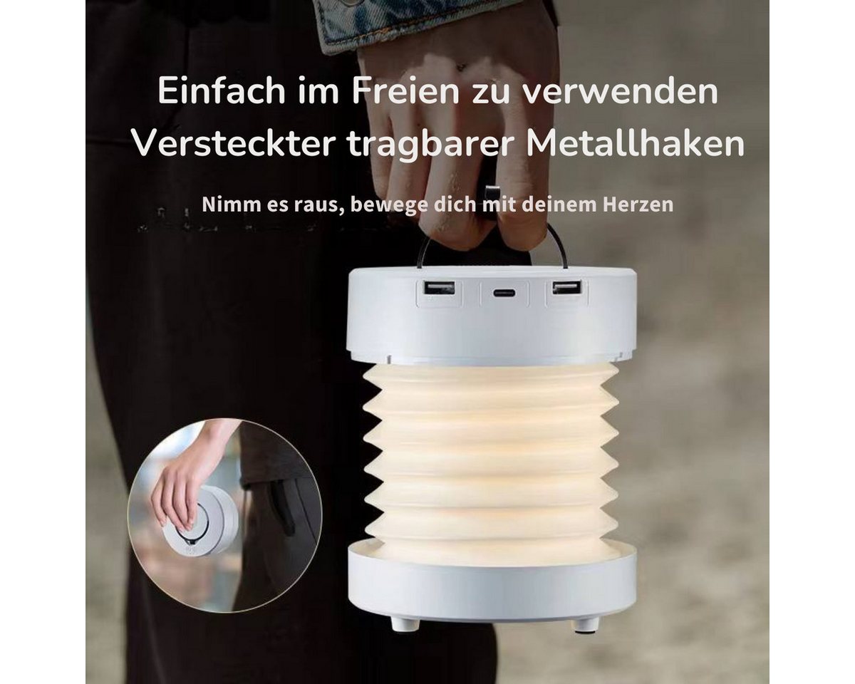 Diyarts LED Nachtlicht, Lautsprecher, Bluetooth Speaker, LED fest integriert, Warmweiß, Naturweiß und Kaltweiß, Campinglampe mit Bluetooth, 3 Lichtfarben, tragb – Bild 5 von 5