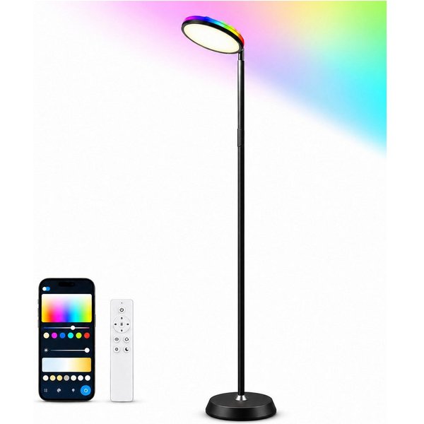 Diyarts LED Stehlampe, LED fest integriert, RGBW, 16 Millionen Farben, RGB, Sprach- & App-Steuerung, Effizient, Flexibler 360° Lampenkopf