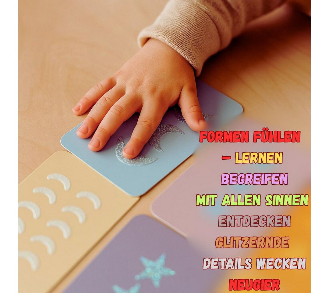 Diyarts Lernspielzeug Sensorische Lernkarten (10 doppelseitige Karten, 10-St., mit fühlbaren Strukturen, Zahlen & Formen), Frühförderung für Motorik, Wahrnehmun – Bild 4 von 5