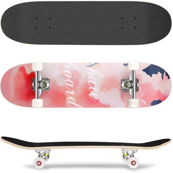 Diyarts Skateboard (Skate Rollerboard, für Anfänger und Profis bis 100kg, langlebiges 7-lagiges Ahorn), 85A PU Räder, ABEC-7 Lager, 90° Weitwinkel
