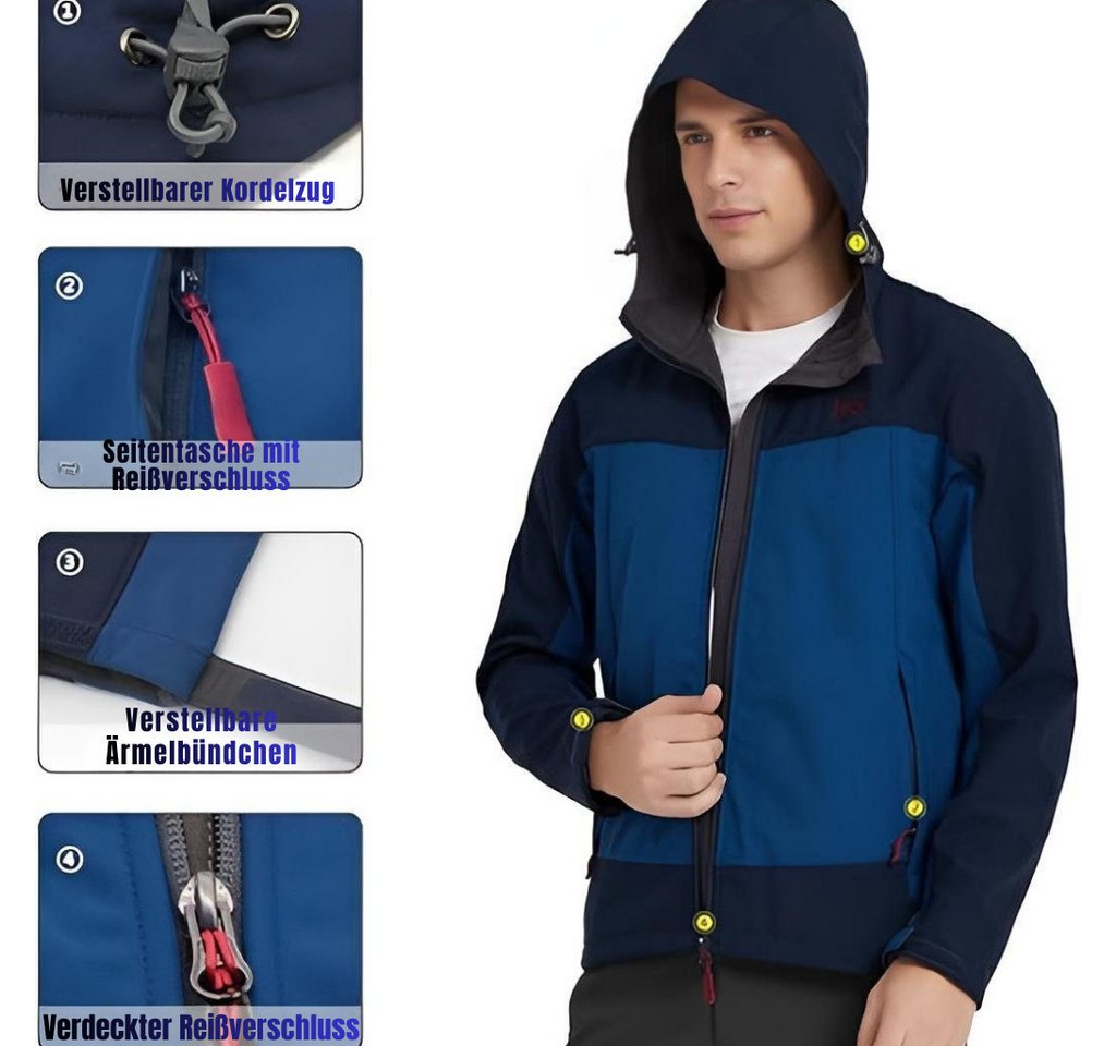 Diyarts Softshelljacke (wasserfeste Jacke mit TPU-Technologie, Winterjacke, mit optimaler Wärme & Funktionalität) Wasserfest, atmungsaktiv, winddicht, ideal für – Bild 2 von 5