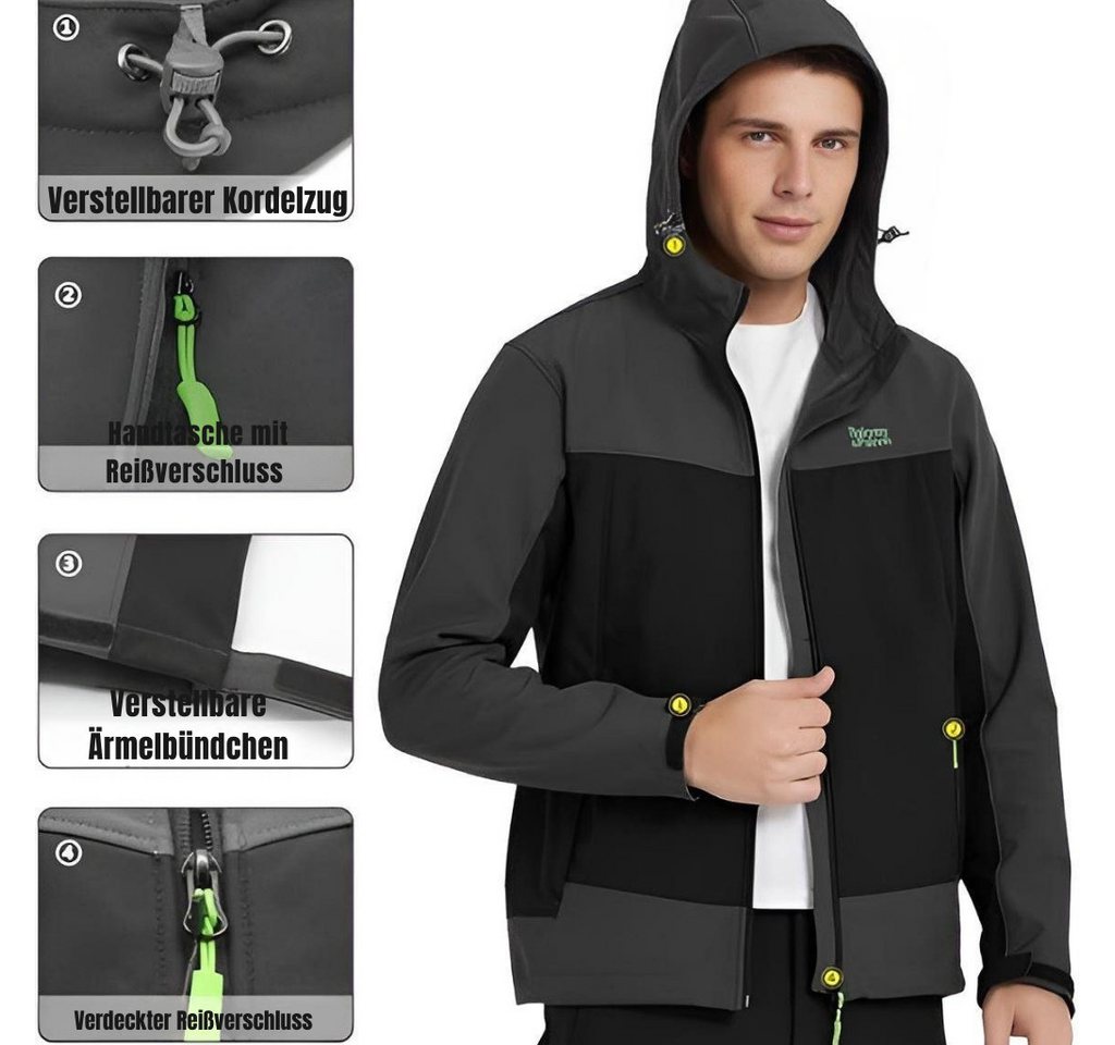 Diyarts Softshelljacke (wasserfeste Jacke mit TPU-Technologie, Winterjacke, mit optimaler Wärme & Funktionalität) Wasserfest, atmungsaktiv, winddicht, ideal für – Bild 2 von 5