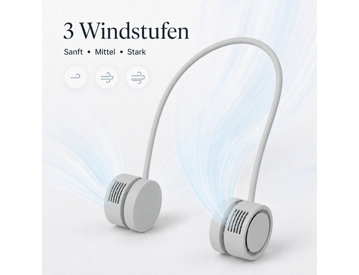 Diyarts Umhängeventilator Nackenventilator 360° verstellbar Luftstrom, 180g tragbarer Halsventilator, 3 Windstufen, Aromafunktion – Bild 2 von 5