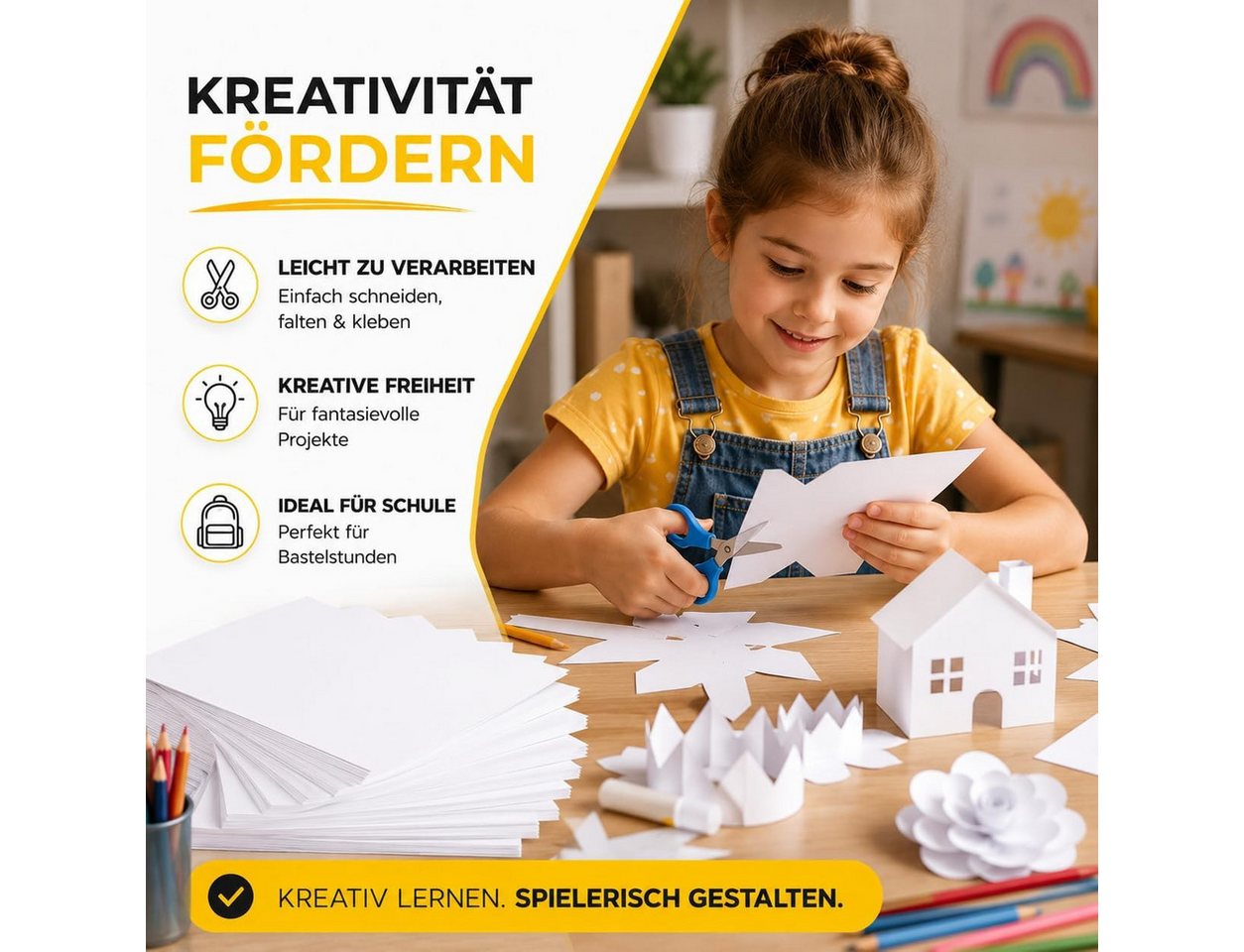 DIYtastic Bastelkartonpapier 100 Blatt Tonkarton DIN A4, 220 g/m², schwarz oder weiß – Bild 2 von 5