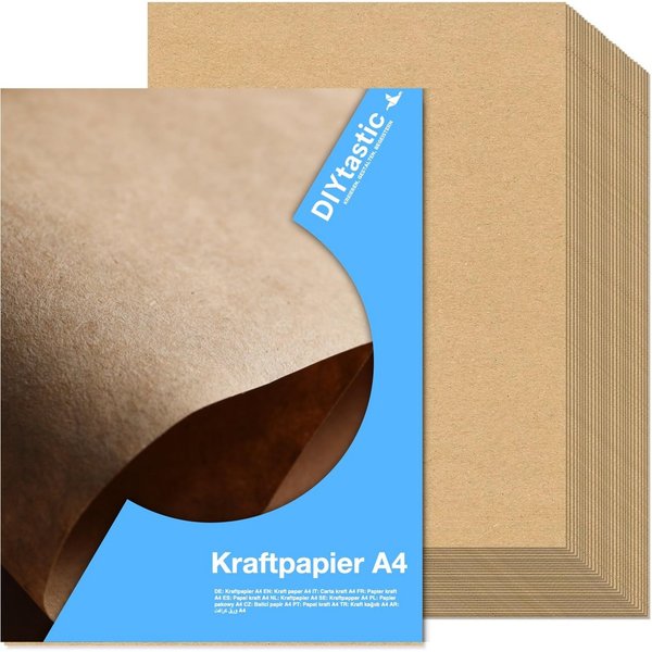DIYtastic Kraftpapier 100 Blatt braunes Kraftpapier DIN A4, 160 g/m²