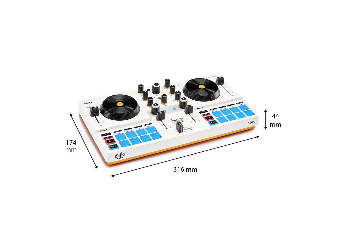 HERCULES DJ Controller Hercules DJControl Mix Ultra mobiler DJ-Controller, (Vollständig kabelloser DJ-Controller mit Akku), DJ-Controller – Bild 3 von 5