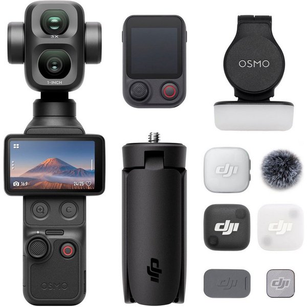 DJI Osmo Pocket 4P (Pro) Vlog Combo Kompaktkamera (Weitwinkelobjektiv, Teleobjektiv, 37 MP, 3x opt. Zoom, WLAN (Wi-Fi), Bluetooth)