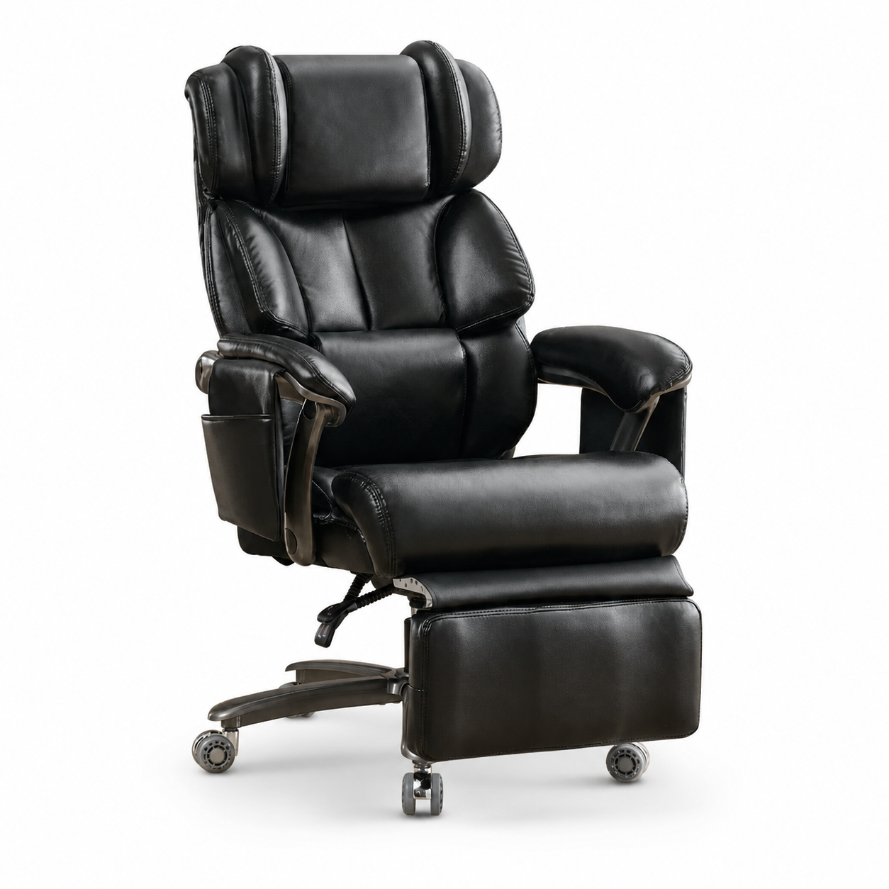 Chefsessel mit Massage- und Heizfunktion, Ergonomischer Bürostuhl mit Kunst-Leder, ausziehbare Fußstütze, 85,5x76,5x121,5 cm, Schwarz Aosom.de – Bild 2 von 2