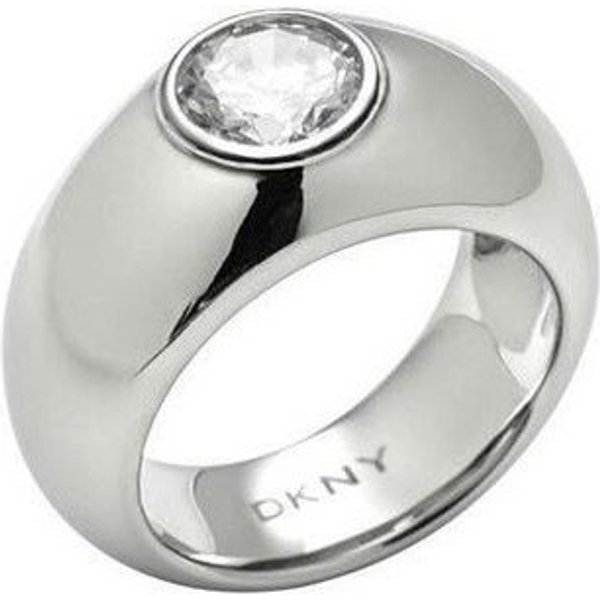 DKNY Fingerring Damen, Aus Edelstahl, Silber, Zirkonia, Gr. 53 (16,9mm)
