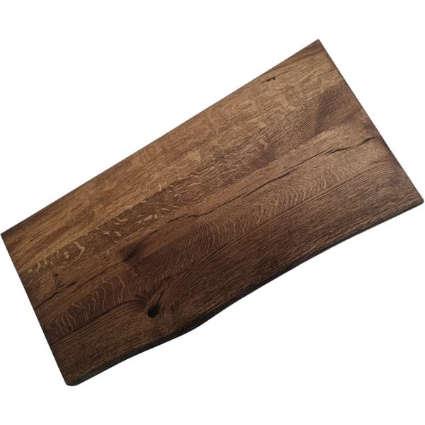 DM-Handel Waschtischplatte Eiche Holzplatte massiv (von 40 cm bis 120 cm Breit Waschtisch, Naturkant Waschbecken, Waschbeckenplatte Dunkel Braun), sehr Massiv 4