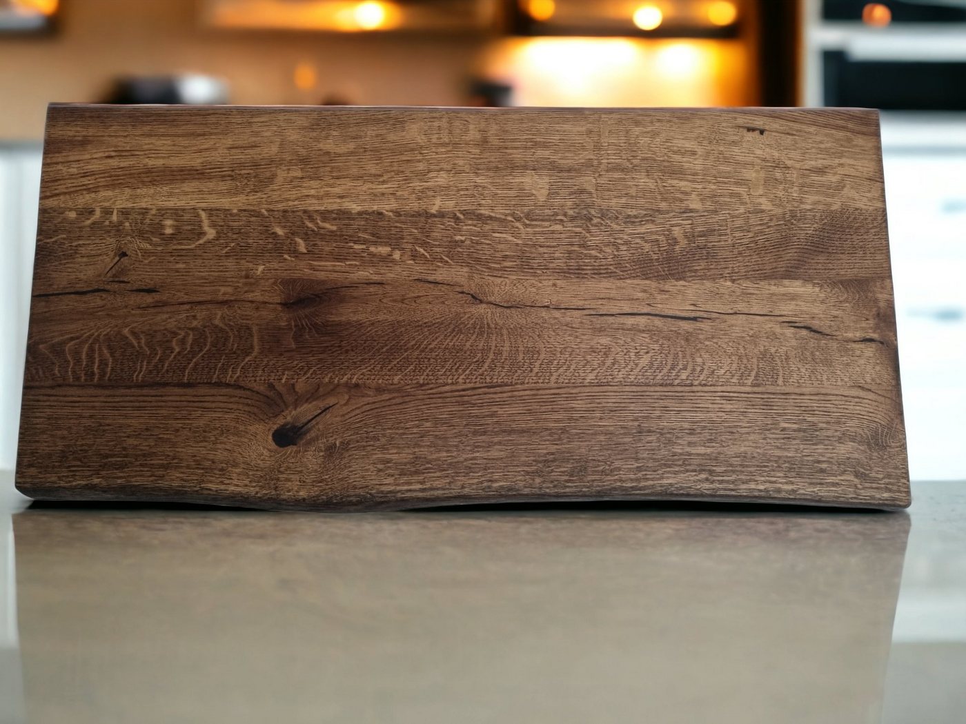 DM-Handel Waschtischplatte Eiche Holzplatte massiv (von 40 cm bis 120 cm Breit Waschtisch, Naturkant Waschbecken, Waschbeckenplatte Dunkel Braun), sehr Massiv 4 – Bild 3 von 5