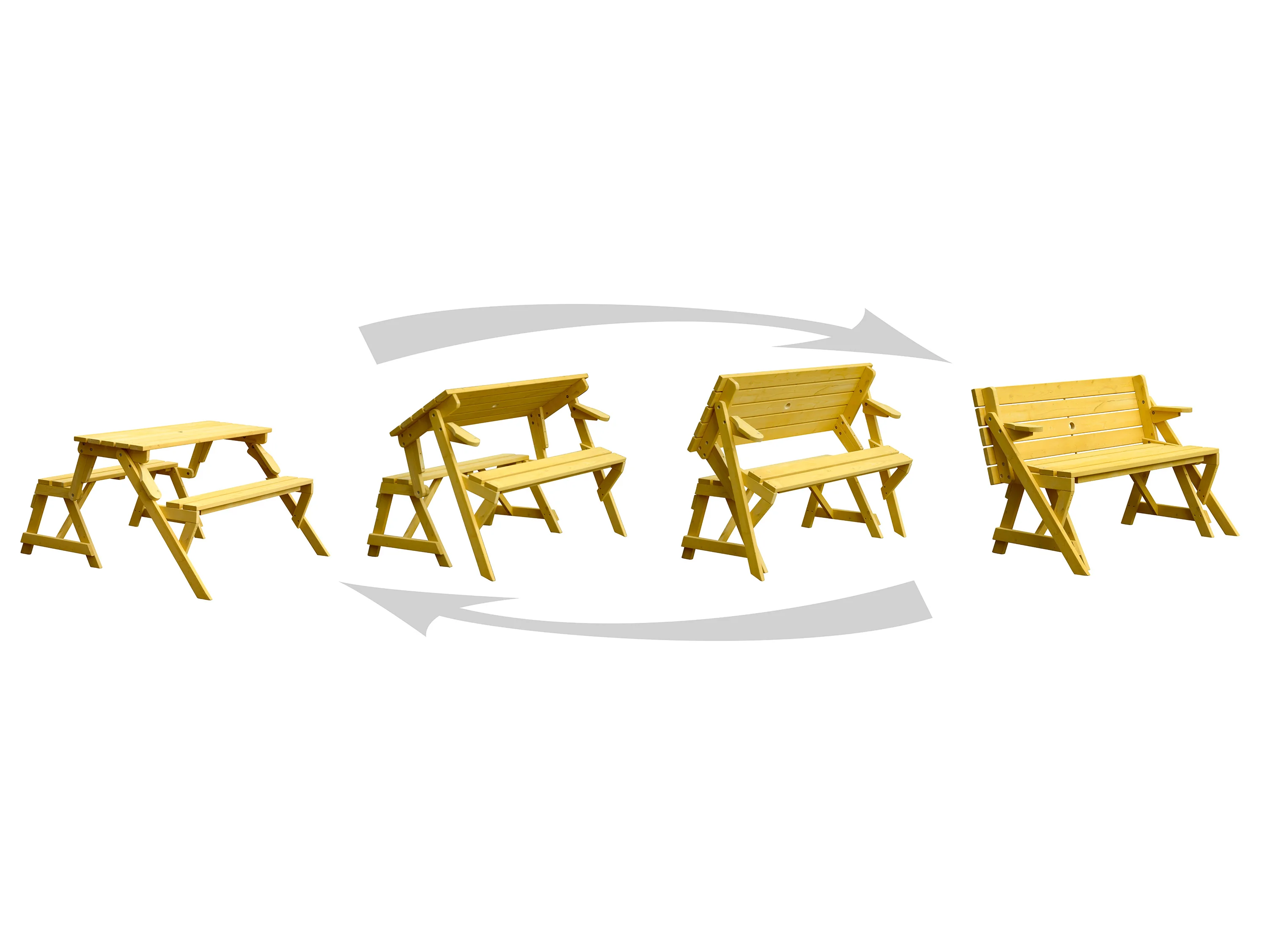 DOBAR 2in1 Picknicktisch und Sitzbank, aus Holz, natur – Bild 3 von 4