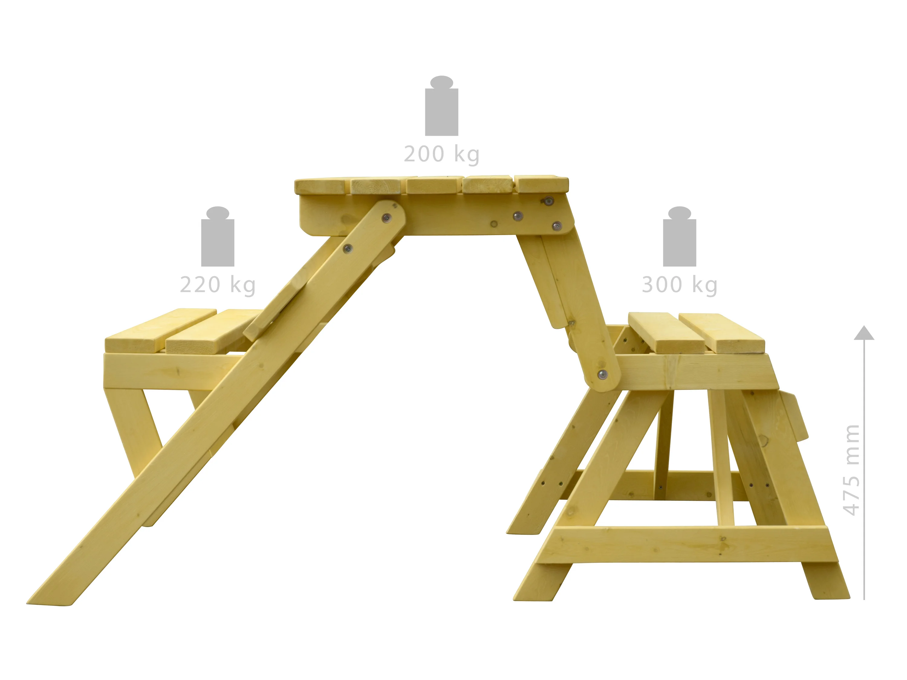 DOBAR 2in1 Picknicktisch und Sitzbank, aus Holz, natur – Bild 4 von 4