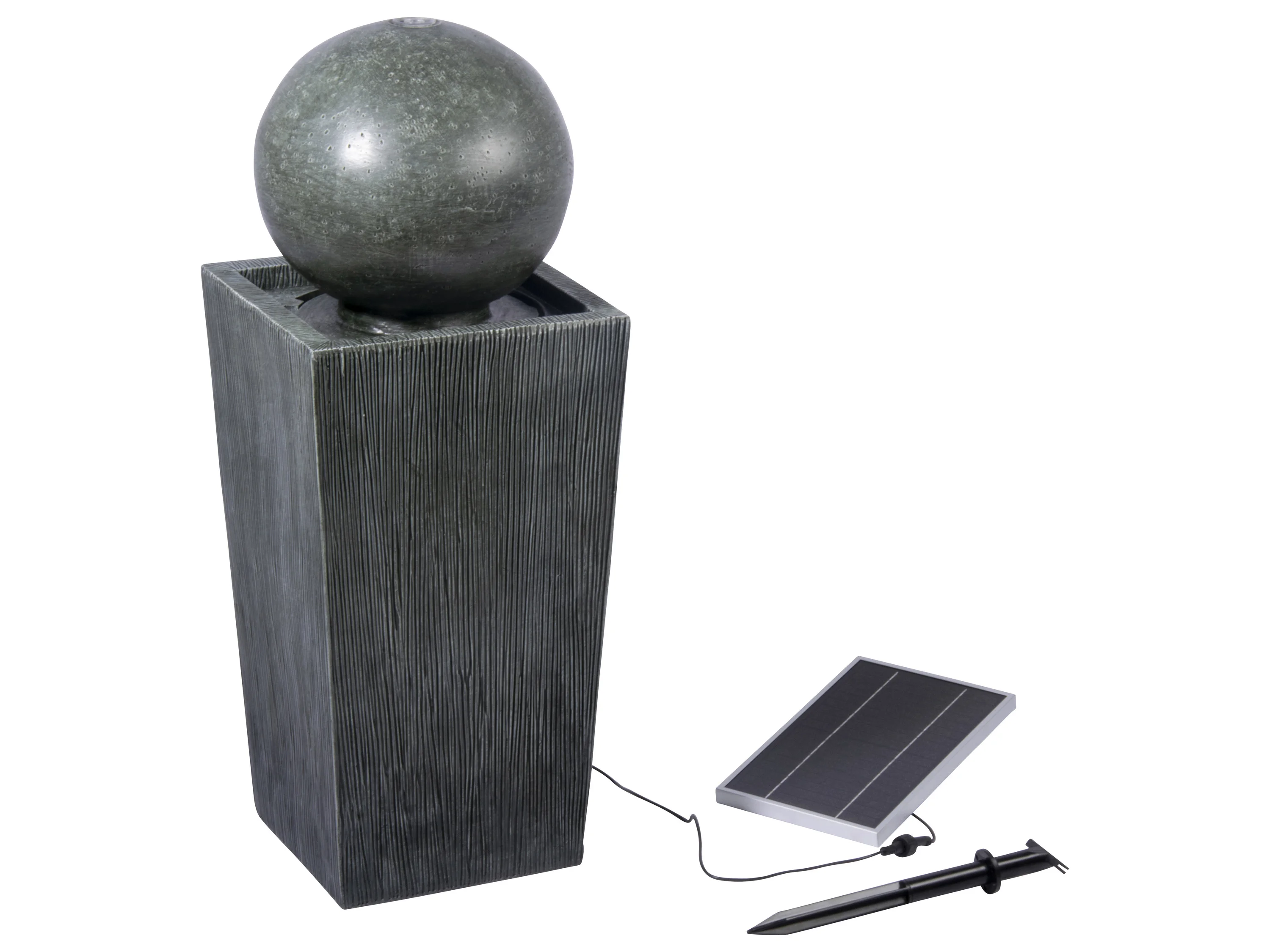 DOBAR Gartenbrunnen mit LEDs und Solar-Panel (Apollon/grau) – Bild 2 von 4