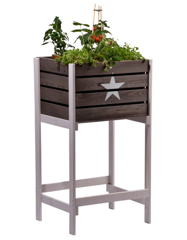 dobar Hochbeet Hochbeet Blumenbeet Gemüsebeet Beet Obstkiste Blumenkasten 49x42x90cm – Bild 2 von 5