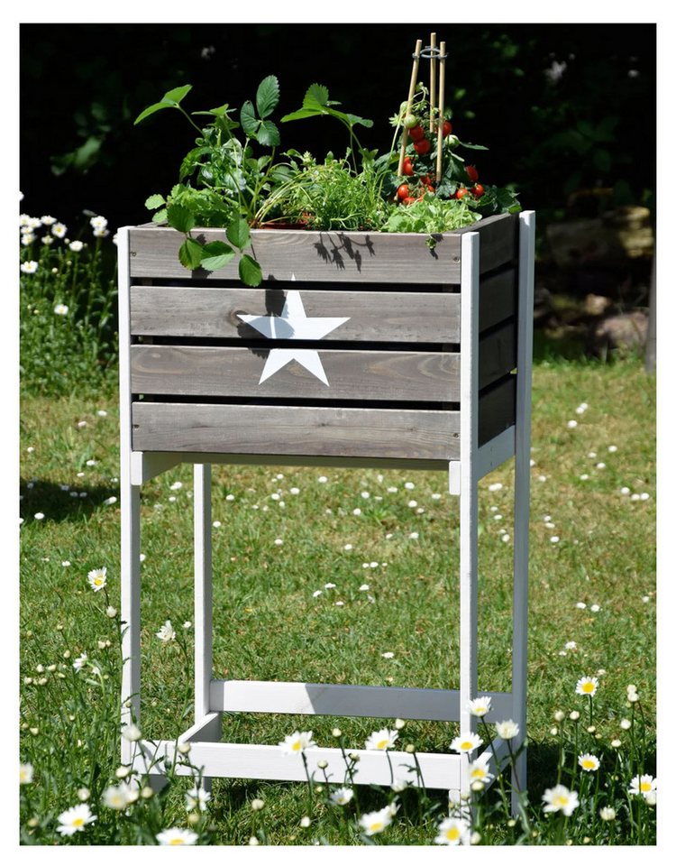 dobar Hochbeet Hochbeet Blumenbeet Gemüsebeet Beet Obstkiste Blumenkasten 49x42x90cm – Bild 4 von 5