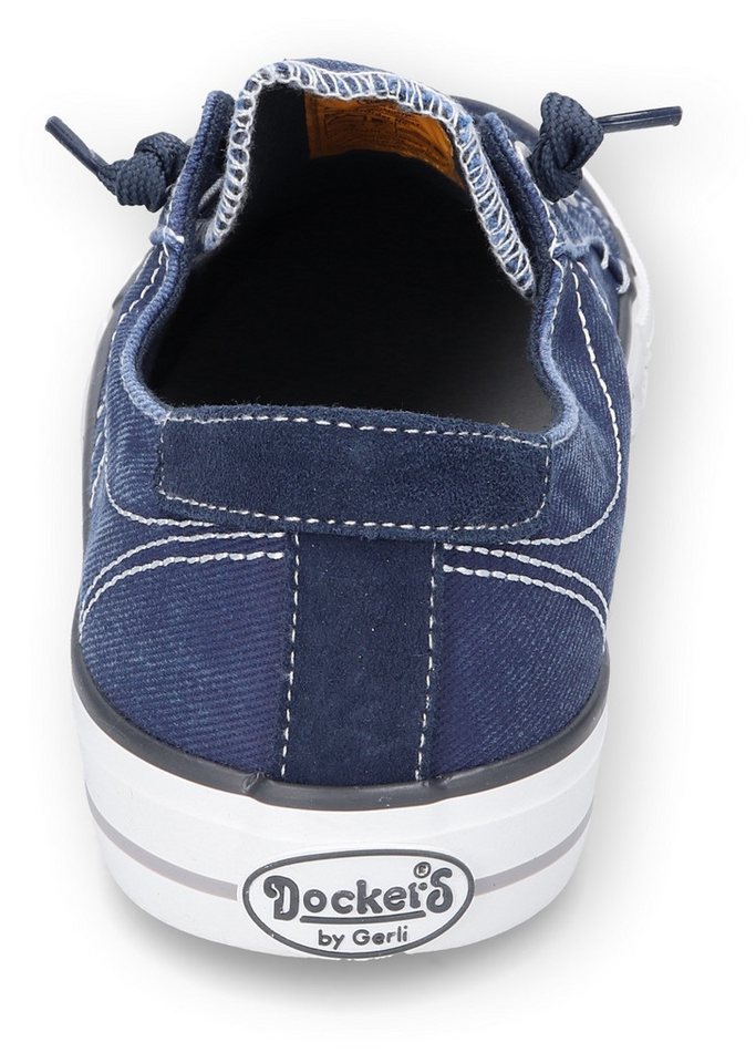 Dockers by Gerli Slip-On Sneaker, Freizeitschuh, Retro Sneaker, Fake Schnürung, in cooler Jeansoptik – Bild 2 von 5