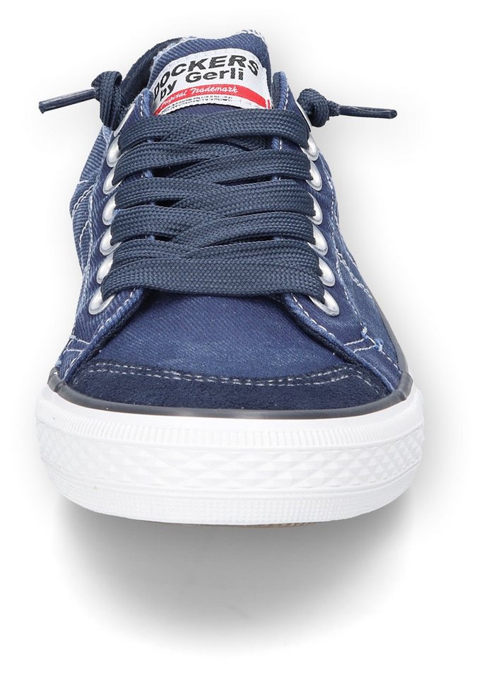 Dockers by Gerli Slip-On Sneaker, Freizeitschuh, Retro Sneaker, Fake Schnürung, in cooler Jeansoptik – Bild 4 von 5