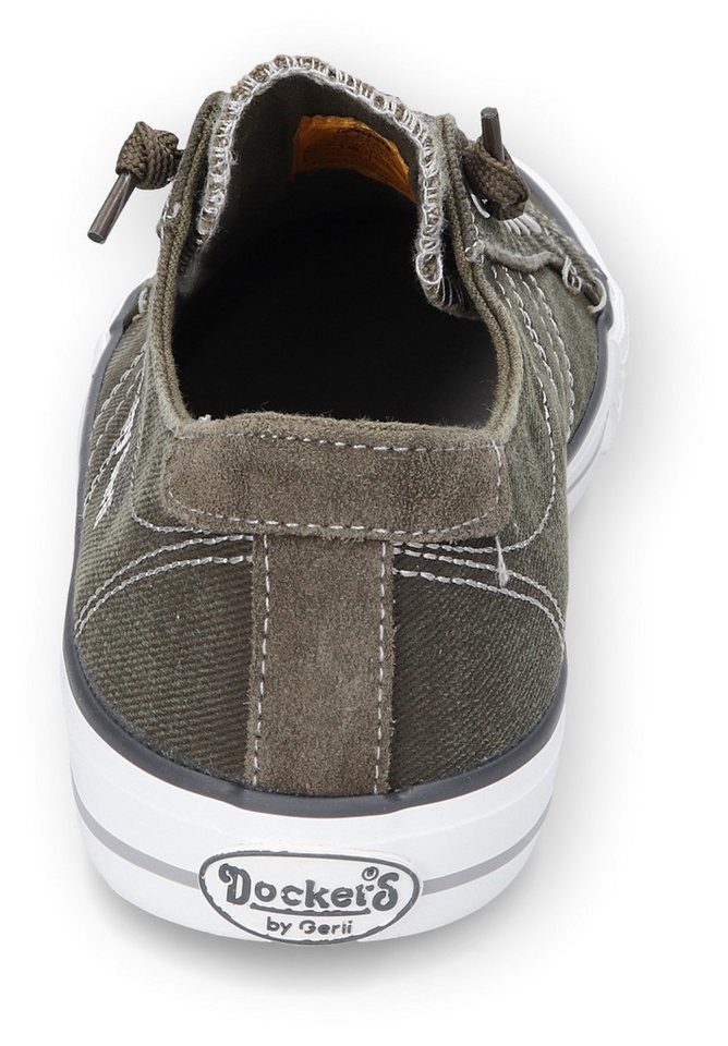 Dockers by Gerli Slip-On Sneaker, Freizeitschuh, Retro Sneaker, Fake Schnürung, in cooler Jeansoptik – Bild 2 von 5
