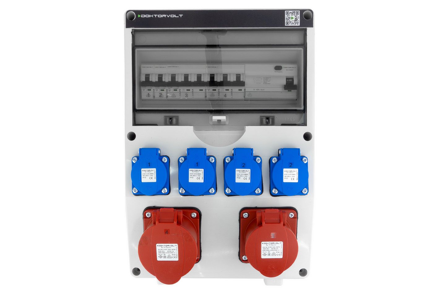 Doktorvolt Stromverteiler BAUSTROMVERTEILER WANDVERTEILER KOMPLETT VERDRAHTET 32A CEE 16A 230V – Bild 5 von 5