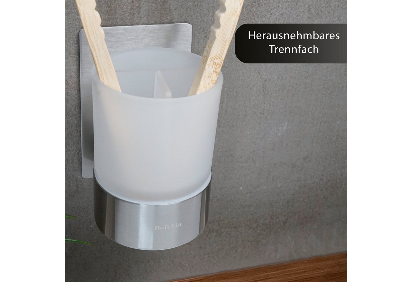 Dolvhin Seifenspender und Zahnputzbecher Set, Glas Handseifenspender & Zahnbecher, (Seifenspender Set inkl. extra starkem 3M Klebestreifen), 250ml Milchglas & h – Bild 4 von 5