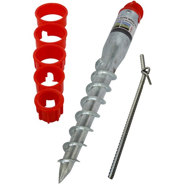 Domax Einschraub-Bodenhülse Einschraubbodenhülse Pfostenträger Schirmständer Schraubhülse 68x550mm, für Pfosten, Sonnenschirm, Wäschespinne, Einschrauben, (1-St
