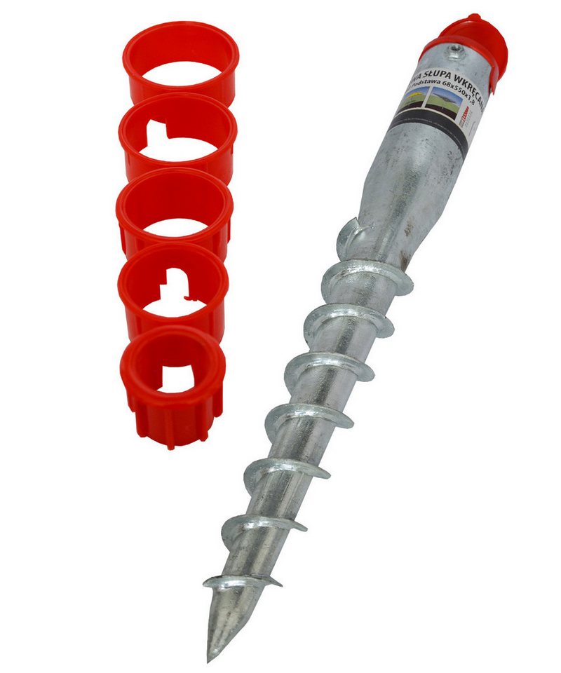 Domax Einschraub-Bodenhülse Einschraubbodenhülse Pfostenträger Schirmständer Schraubhülse 68x550mm, für Pfosten, Sonnenschirm, Wäschespinne, Einschrauben, (1-St – Bild 2 von 4