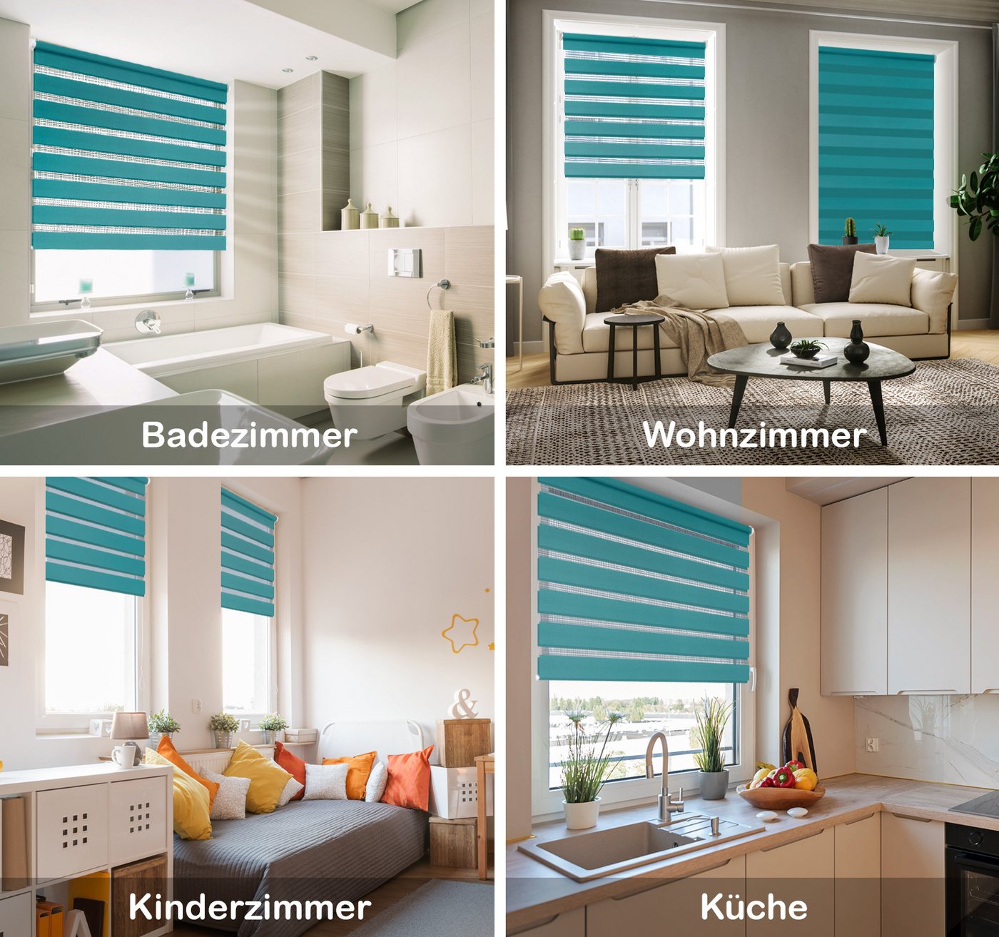 Doppelrollo Duo-Rollo Klemm Fix, Fenster-Rollo Ohne Bohren, DomDeco, Klemmfix, Klemmbar, Kettenzug, ohne Bohren, Sicht- und Blendschutz – Bild 2 von 5