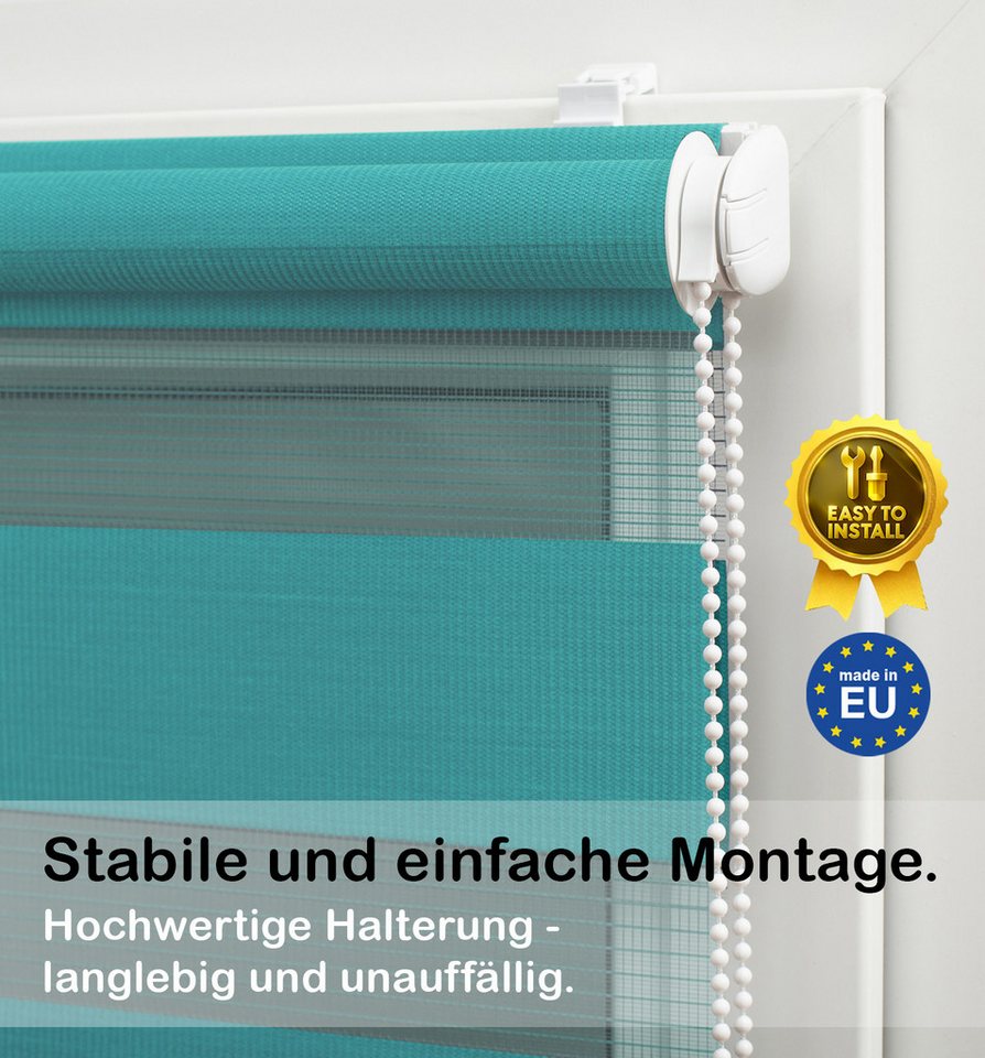 Doppelrollo Duo-Rollo Klemm Fix, Fenster-Rollo Ohne Bohren, DomDeco, Klemmfix, Klemmbar, Kettenzug, ohne Bohren, Sicht- und Blendschutz – Bild 4 von 5