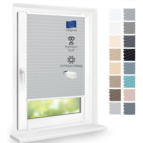 DomDeco Plissee Premium Plissee ohne Bohren, Sichtschutz, lichtdurchlässig, blickdicht, Klemmfix, Klemmfix, UV-beständig, modernes Design, stufenlos