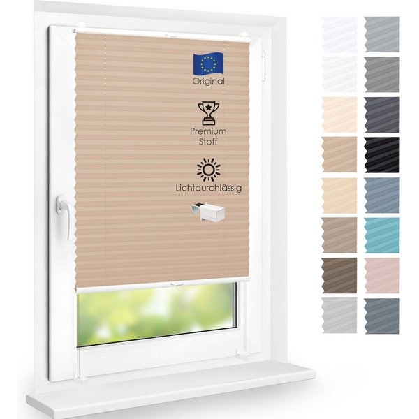 DomDeco Plissee Premium Plissee ohne Bohren, Sichtschutz, lichtdurchlässig, blickdicht, Klemmfix, Klemmfix, UV-beständig, modernes Design, stufenlos