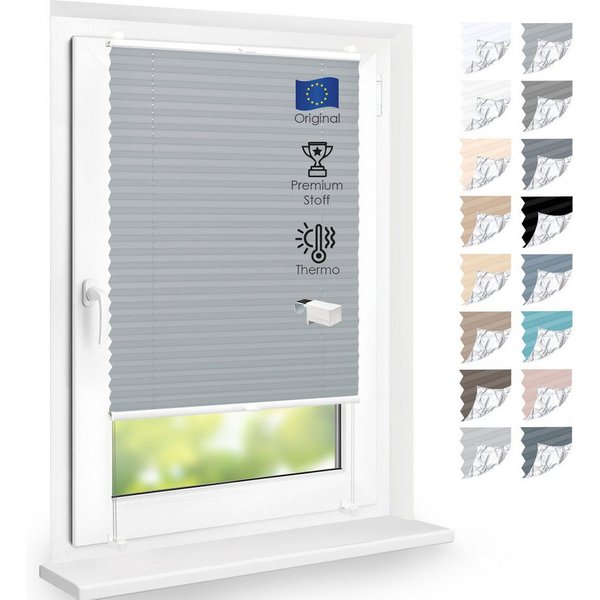 DomDeco Plissee Premium Thermo Plissee ohne Bohren, Sichtschutz, lichtdurchlässig, blickdicht, Klemmfix, Thermo-Wärmeschutz, verdunkelnd, blickdicht, Stufenlos