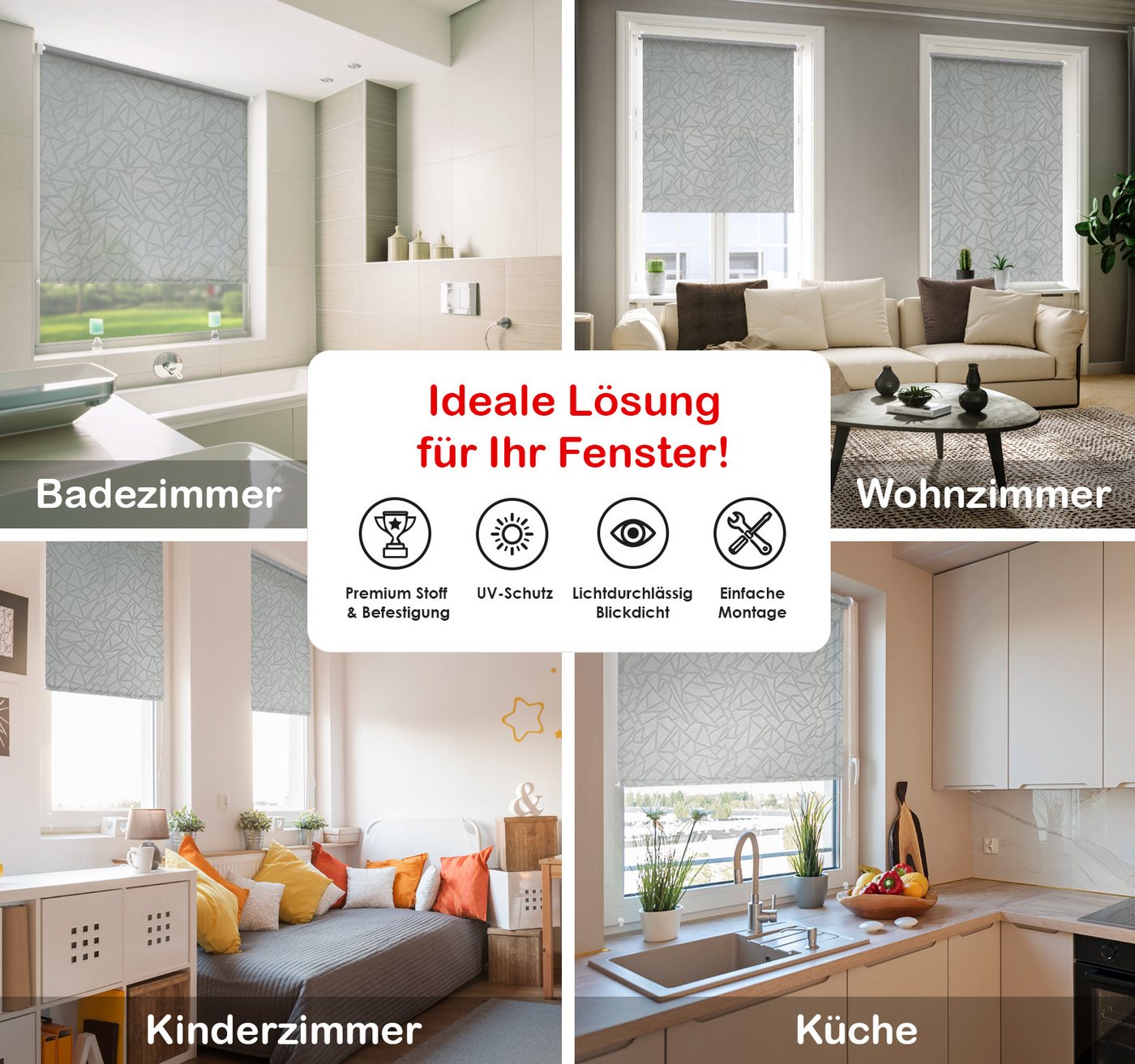 Rollo Tageslicht"Crystal", DomDeco, Klemmfix – Bild 2 von 5