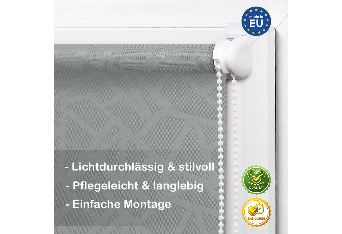 Rollo Tageslicht"Crystal", DomDeco, Klemmfix – Bild 3 von 5