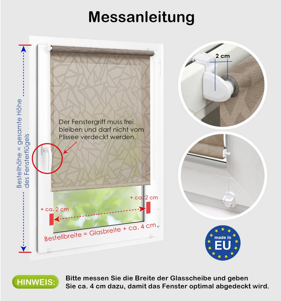 Rollo Tageslicht"Crystal", DomDeco, Klemmfix – Bild 5 von 5
