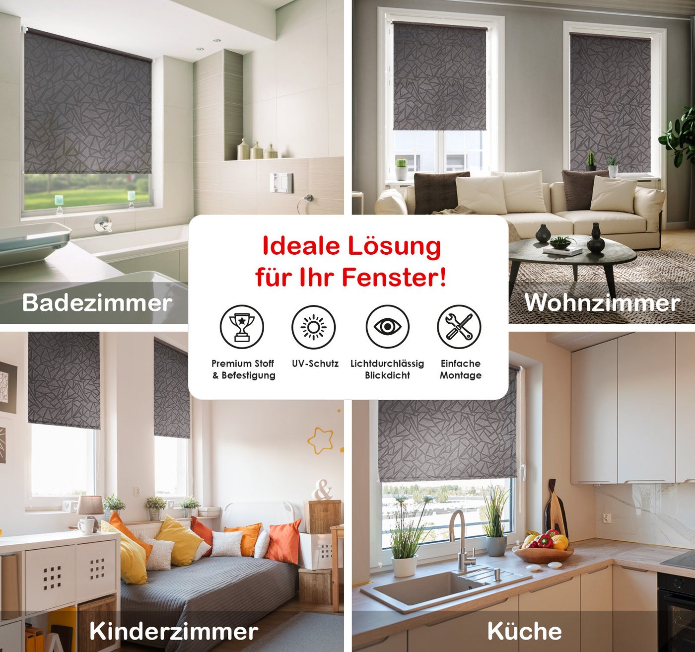 Rollo Tageslicht"Crystal", DomDeco, Klemmfix – Bild 2 von 5