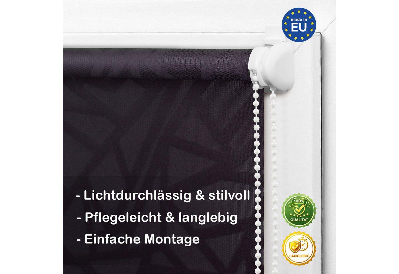 Rollo Tageslicht"Crystal", DomDeco, Klemmfix – Bild 3 von 5
