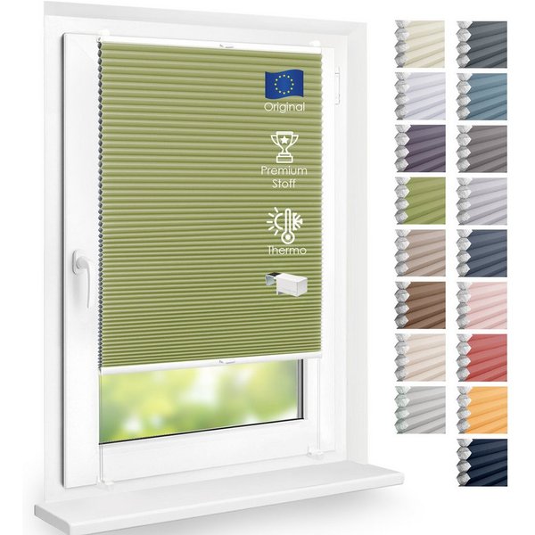 DomDeco Wabenplissee Thermo Plissee ohne Bohren - Hitzeschutz, Verdunkelung, verspannt, abdunkelnd, Klemmfix, stufenlos, kälteschutz, modernes Fensterplissee