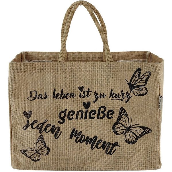 Domelo Einkaufskorb Jute Einkaufskorb, Vegan Einkaufstasche, Korbtasche, Shopping bag, Boden verstärkt