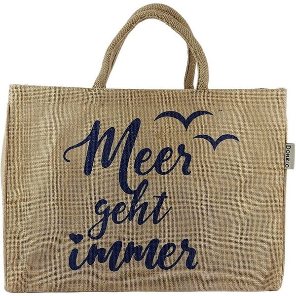 Domelo Einkaufsshopper Jute Einkaufskorb, Vegan Einkaufstasche, Korbtasche, Shopping bag, verstärkter Boden, wasserabweisende Innenbeschichtung