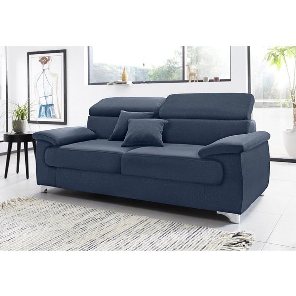 DOMO collection 2,5-Sitzer Mira inklusive Kopfteilverstellung für mehr Wohlfühlkomfort, elegant und modern, komfortabel, frei im Raum stellbar